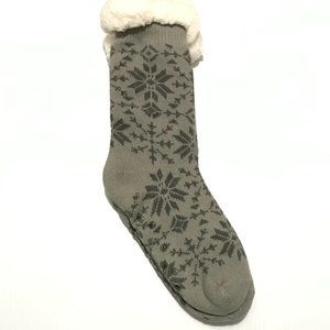 Lt Gray Rowan Snowflake Sherpa Lined Slipper Soc